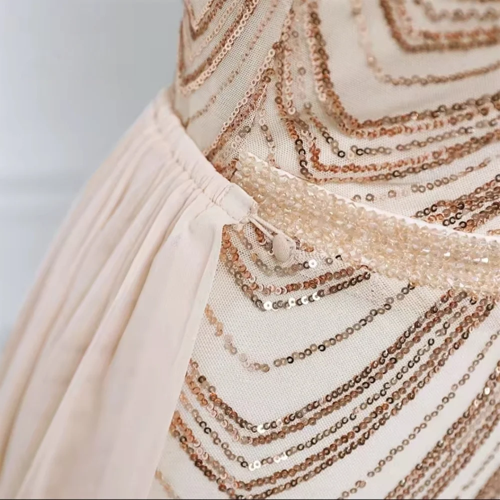 Glamorous Backless Sequin Gown - Champagne - Picture 13 of 15